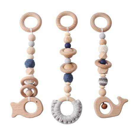 Planet Gates Grey fish Baby Toys Wooden Play Gym Hanging Mobile Bed Holder Star Pendant Stroller Baby Toy Bell Wood Rattle Ring Newborn Educational Toy