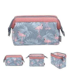 Planet Gates Grey flamingo Fashion Polyester Multifunctional Women Cosmetic Bag Portable Storage Travel High Quality Makeup Bag