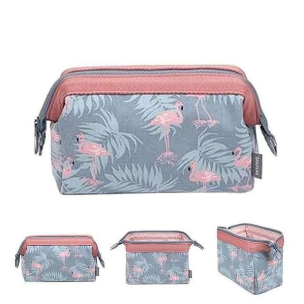 Planet Gates Grey flamingo Fashion Polyester Multifunctional Women Cosmetic Bag Portable Storage Travel High Quality Makeup Bag