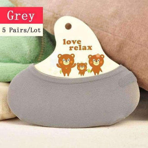 Planet Gates Grey / Free Size 5 Pairs/Lot Solid Color Short Ankle Women Socks Casual Non-slip Invisible Socks 10 Colors  New Fashion