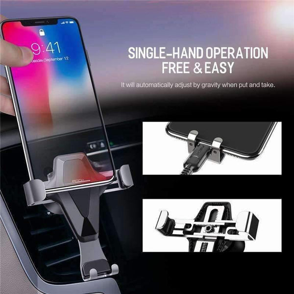 Planet Gates Grey Gravity Car Phone Holder For iPhone X XS MAX 8 7 6 Plus Samsung Xiaomi Mobile Phone Holder GPS Air Vent In Car Mount Stand