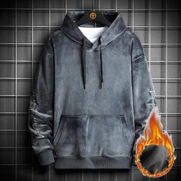 Planet Gates Grey Hoodie Men / Asian-L Mens Hoodies Men  Winter Velvet Sweatshirt Japanese Streetwear Harajuku Oversized Black Hoodie Men Sweatshirts