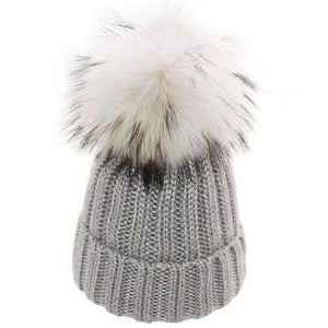 Planet Gates grey / Kids for 46-52cm 2018 Winter Blends Women Beanies Knit Hat Real Pompoms Fur Ball Beanie Gorro Solid Caps Casual Knit Crochet Bonnet Cap Hats