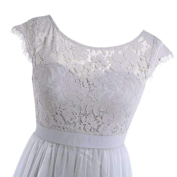 Planet Gates Grey Lace Long Bridesmaid Dresses 2017 Chiffon Dusty Rose Wine Red Pearl Pink Floor Length Wedding Party Summer Dresses