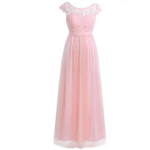 Planet Gates Grey Lace Long Bridesmaid Dresses 2017 Chiffon Dusty Rose Wine Red Pearl Pink Floor Length Wedding Party Summer Dresses