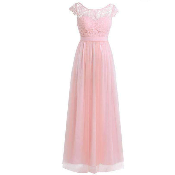 Planet Gates Grey Lace Long Bridesmaid Dresses 2017 Chiffon Dusty Rose Wine Red Pearl Pink Floor Length Wedding Party Summer Dresses