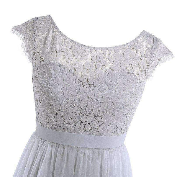 Planet Gates Grey Lace Long Bridesmaid Dresses 2017 Chiffon Dusty Rose Wine Red Pearl Pink Floor Length Wedding Party Summer Dresses