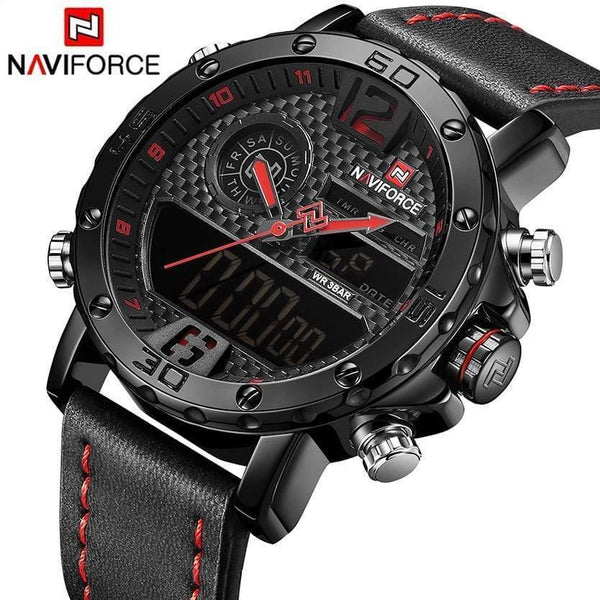 Planet Gates Grey Mens Watches Top Brand Luxury Original Sports Watch Men Leather 30M Waterproof Miliary Dual Display Wristwatch Clock