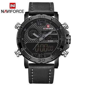 Planet Gates Grey Mens Watches Top Brand Luxury Original Sports Watch Men Leather 30M Waterproof Miliary Dual Display Wristwatch Clock