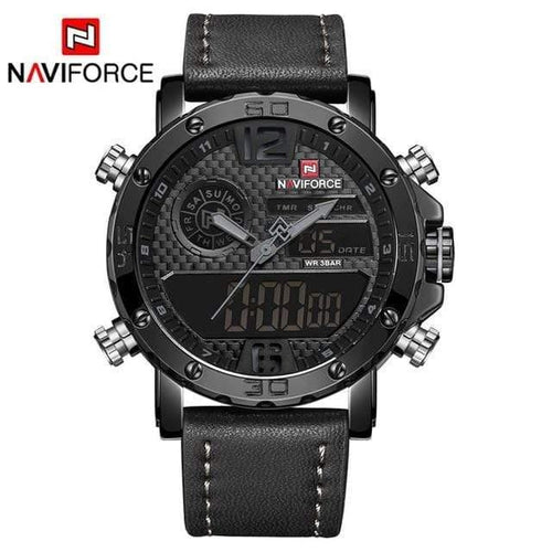 Planet Gates Grey Mens Watches Top Brand Luxury Original Sports Watch Men Leather 30M Waterproof Miliary Dual Display Wristwatch Clock