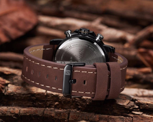 Planet Gates Grey Mens Watches Top Brand Luxury Original Sports Watch Men Leather 30M Waterproof Miliary Dual Display Wristwatch Clock