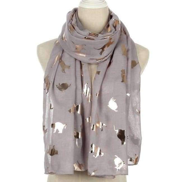 Planet Gates Grey New Design Fashion Shiny Pink Grey Navy Color Foil Gold Metallic Cat Scarf Wrap Shawl Foulard Ladies Mother Gifts