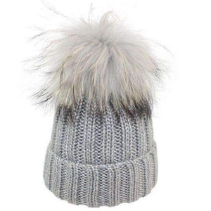 Planet Gates grey pompom / Kids for 46-52cm 2018 Winter Blends Women Beanies Knit Hat Real Pompoms Fur Ball Beanie Gorro Solid Caps Casual Knit Crochet Bonnet Cap Hats