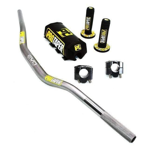 Planet Gates Grey PT Handlebar For PRO Taper Pack Bar 1-1/8" Handle bar Pads Grips Pit Pro Racing Dirt Pit Bike Motorcycle CNC 28.5mm Adapter