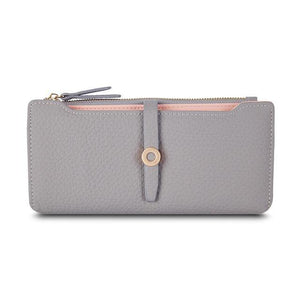 Planet Gates Grey Quality Latest Lovely Leather Long Women Wallet Fashion Girls Change Clasp Purse Money Coin Card Holders wallets Carteras