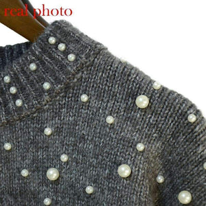 Planet Gates grey / S Autumn winter 2018 women sweaters and pullovers bead lantern sleeve knitted sweater pullover female grey slim jumpers