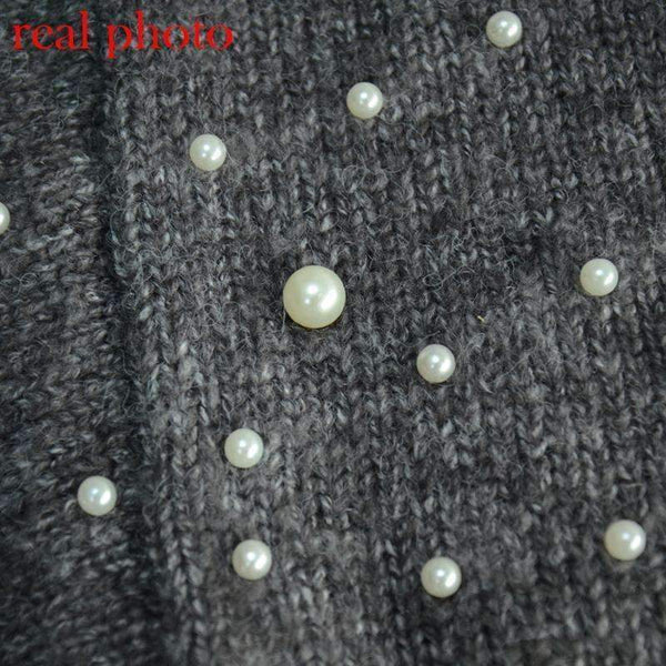 Planet Gates grey / S Autumn winter 2018 women sweaters and pullovers bead lantern sleeve knitted sweater pullover female grey slim jumpers