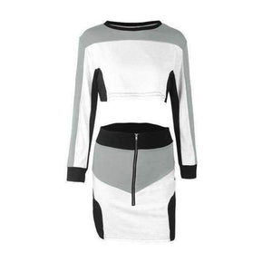 Planet Gates Grey / S / China Autumn women crop tops and Mini Skirts Sets 2Pcs Women Tracksuit SweatshirtS 2 piece set women matching sets