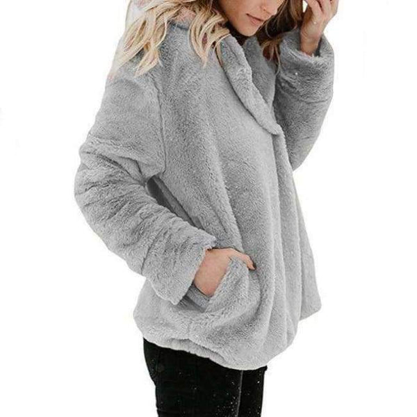 Planet Gates Grey / S Fleece Cardigan Sweater Women Female Warm Cotton Sweater Veste Femme Pockets Fashion Coat Long Kimono Cardigan EDR78
