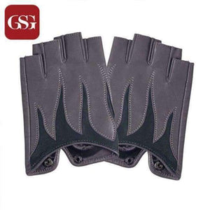 Planet Gates grey / S GSG Half Finger Women Genuine Leather Gloves Fingerless Gloves Patchwork Ladies Fashion Driving Gloves Autumn Gloves Black Brown