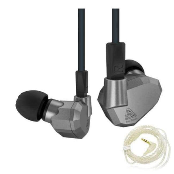 Planet Gates grey  silver no mic Hybrid In Ear Earphones HIFI DJ Monitor Headphone Running Sport KZ AS10 ZS6 Earphones Headset Earbud Two Colors