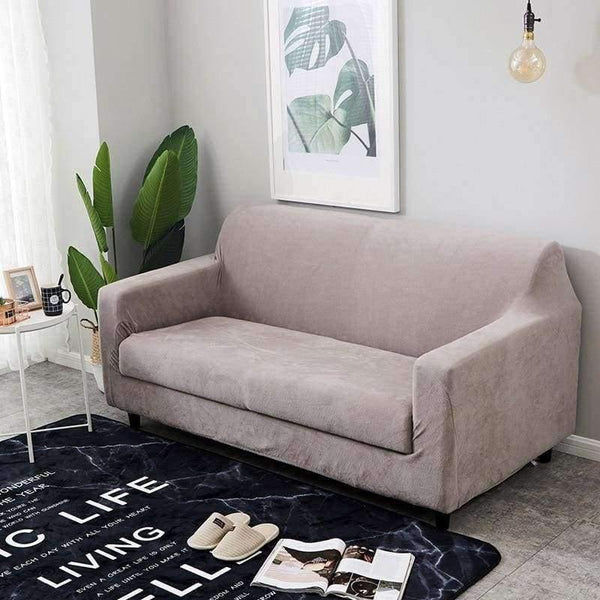 Planet Gates grey / Single Seater Plush Sofa Cover 1pcs Velvet Solid Cover All-inclusive Sofa Elastic Fabric Couch Cover Grey Thick Slipcover Home Decor