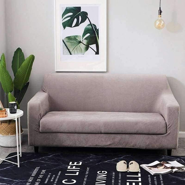 Planet Gates grey / Single Seater Plush Sofa Cover 1pcs Velvet Solid Cover All-inclusive Sofa Elastic Fabric Couch Cover Grey Thick Slipcover Home Decor