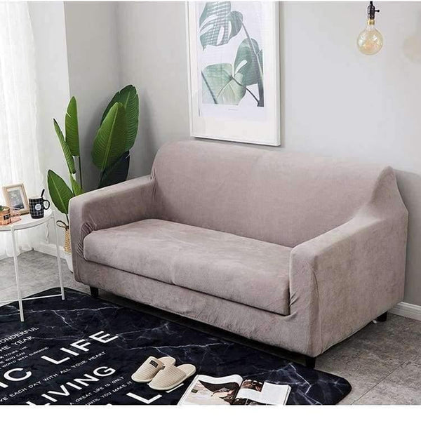 Planet Gates grey / Single Seater Plush Sofa Cover 1pcs Velvet Solid Cover All-inclusive Sofa Elastic Fabric Couch Cover Grey Thick Slipcover Home Decor