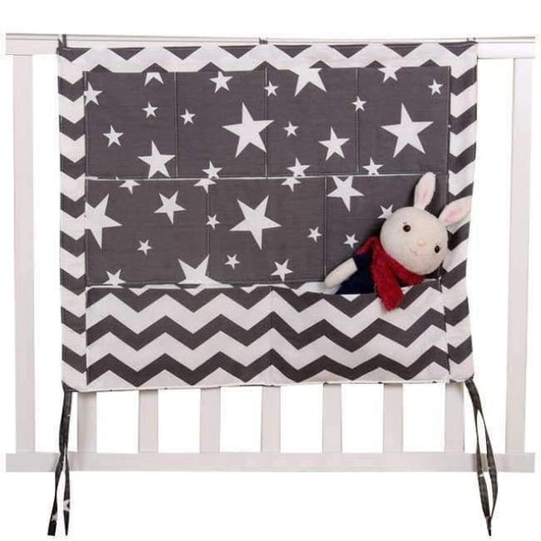 Planet Gates Grey Star Baby Cot Bed Nursery Hanging Storage Bag Crib Organizer Storage Bag 60*50cm Toy Diaper Pocket for Crib Bedding Set
