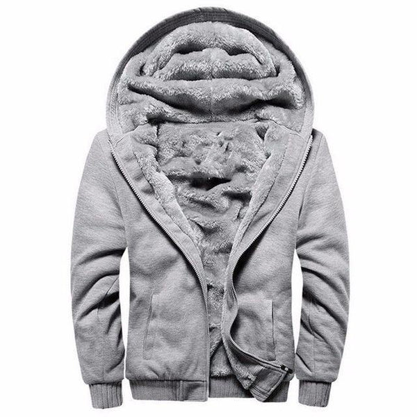 Planet Gates grey W11 USA SIZE / S Men Hoodies Casual Wool Winter Thickened Warm Coat Male Velvet Male Sweatshirts Coat Zipper Cardigan