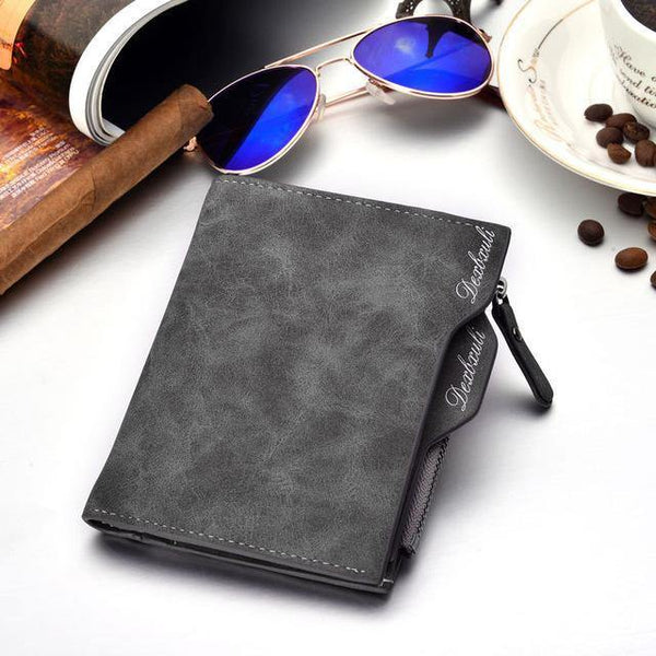 Planet Gates Grey Wallet Men Soft Leather wallet with removable card slots multifunction men wallet purse male clutch top quality