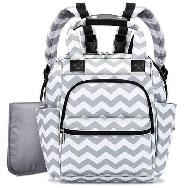 Planet Gates Grey Wave Fashion Diaper Bag Baby Bag Waterproof Lightweight Multifunctional Mom Backpack Maternity Bag for Baby Care