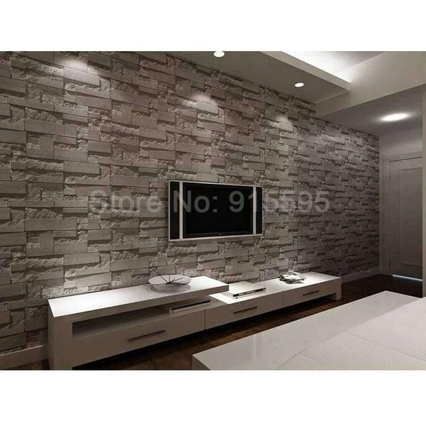 Planet Gates Grey White / 5.3㎡ Stacked Brick 3D Stone Wallpaper Modern Wallcovering PVC Roll Wallpaper Brick Wall Background Wallpaper Grey For Living Room
