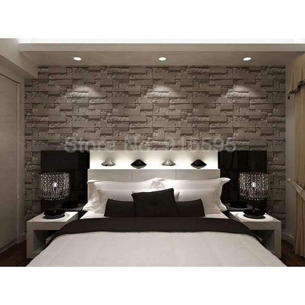 Planet Gates Grey White / 5.3㎡ Stacked Brick 3D Stone Wallpaper Modern Wallcovering PVC Roll Wallpaper Brick Wall Background Wallpaper Grey For Living Room