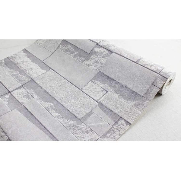 Planet Gates Grey White / 5.3㎡ Stacked Brick 3D Stone Wallpaper Modern Wallcovering PVC Roll Wallpaper Brick Wall Background Wallpaper Grey For Living Room