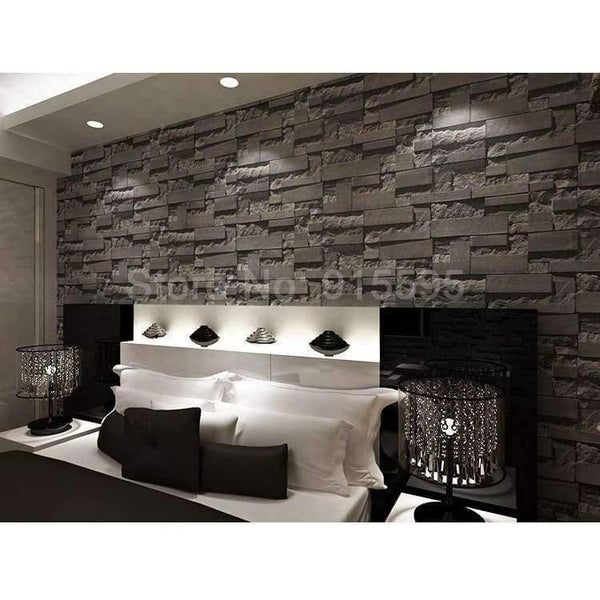 Planet Gates Grey White / 5.3㎡ Stacked Brick 3D Stone Wallpaper Modern Wallcovering PVC Roll Wallpaper Brick Wall Background Wallpaper Grey For Living Room