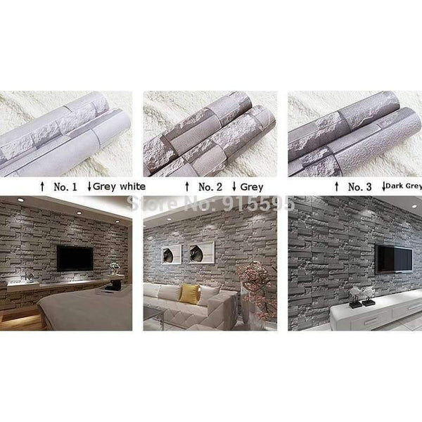 Planet Gates Grey White / 5.3㎡ Stacked Brick 3D Stone Wallpaper Modern Wallcovering PVC Roll Wallpaper Brick Wall Background Wallpaper Grey For Living Room