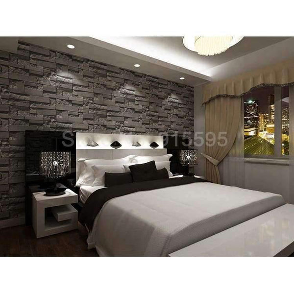 Planet Gates Grey White / 5.3㎡ Stacked Brick 3D Stone Wallpaper Modern Wallcovering PVC Roll Wallpaper Brick Wall Background Wallpaper Grey For Living Room