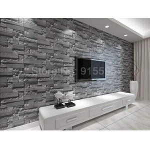 Planet Gates Grey White / 5.3㎡ Stacked Brick 3D Stone Wallpaper Modern Wallcovering PVC Roll Wallpaper Brick Wall Background Wallpaper Grey For Living Room