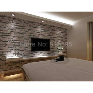 Planet Gates Grey White / 5.3㎡ Stacked Brick 3D Stone Wallpaper Modern Wallcovering PVC Roll Wallpaper Brick Wall Background Wallpaper Grey For Living Room