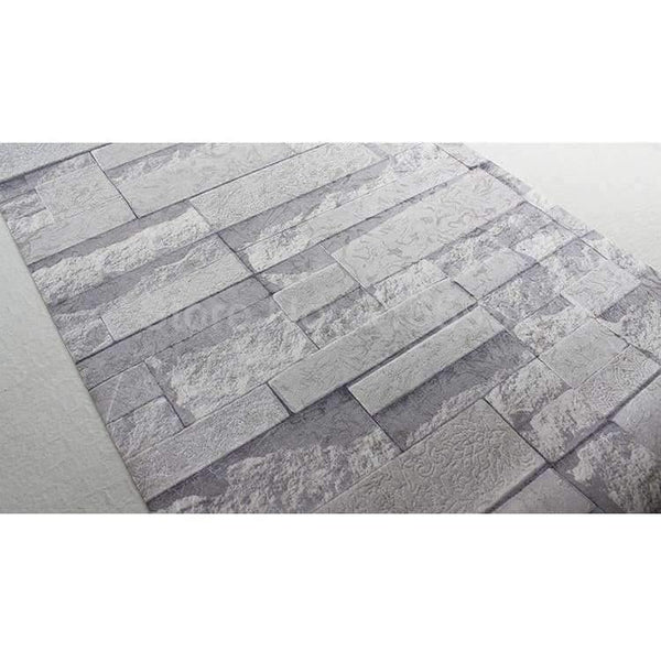 Planet Gates Grey White / 5.3㎡ Stacked Brick 3D Stone Wallpaper Modern Wallcovering PVC Roll Wallpaper Brick Wall Background Wallpaper Grey For Living Room