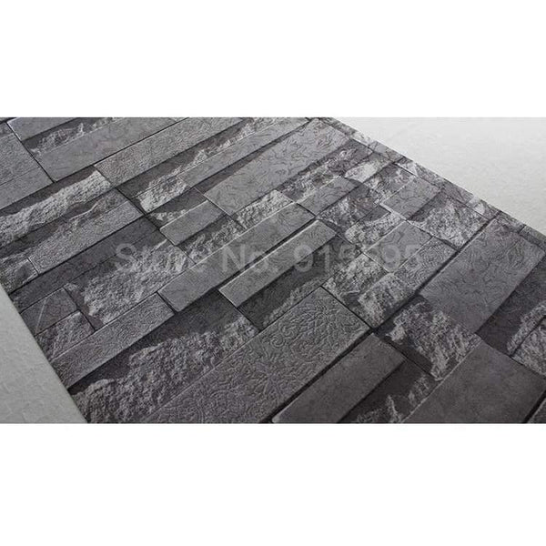 Planet Gates Grey White / 5.3㎡ Stacked Brick 3D Stone Wallpaper Modern Wallcovering PVC Roll Wallpaper Brick Wall Background Wallpaper Grey For Living Room