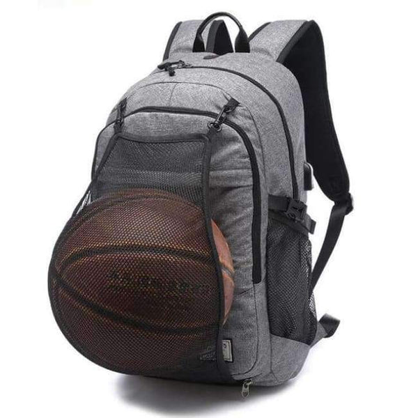 Planet Gates Grey with Net Men's Sports Gym Bags Basketball Backpack School Bags For Teenager Boys Soccer Ball Pack Laptop Bag Football Net Gym Bag