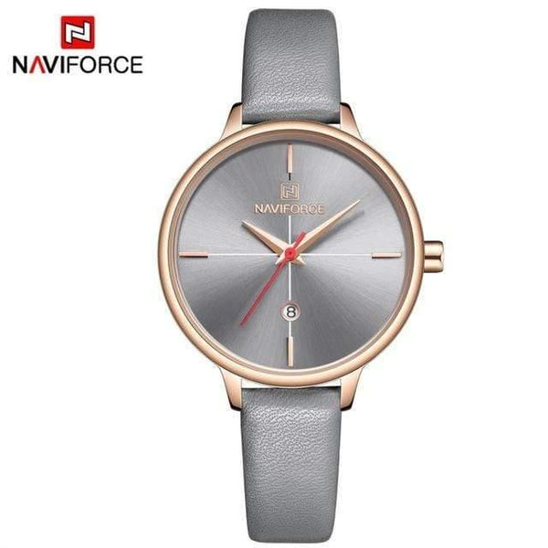 Planet Gates Grey Women Watch Fashion Quartz Lady Blue PU Watchband Date Casual 3ATM Waterproof Wristwatch Gift for Girl Wife Woman