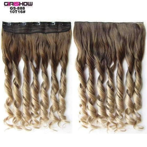 Planet Gates GS888 10T16 / 24inches 24" 5 Clips In on Synthetic Hair Extensions Wavy Lady wig HairTwo Tone Ombre Hairpiece GS888 130g/pc