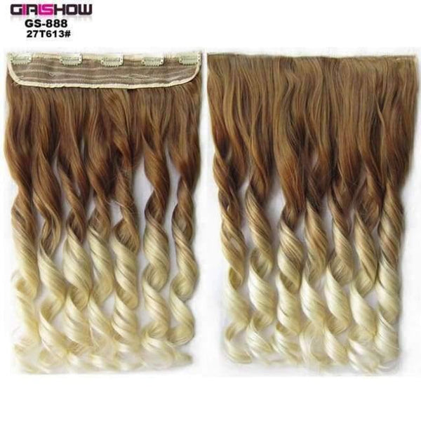 Planet Gates GS888 27T613 / 24inches 24" 5 Clips In on Synthetic Hair Extensions Wavy Lady wig HairTwo Tone Ombre Hairpiece GS888 130g/pc