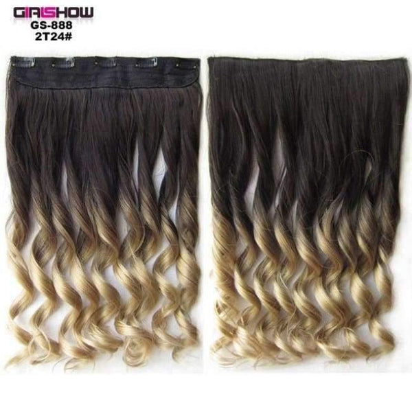 Planet Gates GS888 2T24 / 24inches 24" 5 Clips In on Synthetic Hair Extensions Wavy Lady wig HairTwo Tone Ombre Hairpiece GS888 130g/pc