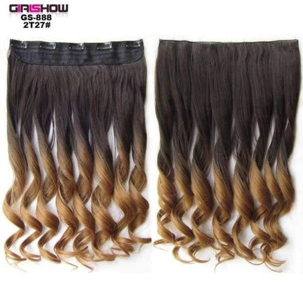 Planet Gates GS888 2T27 / 24inches 24" 5 Clips In on Synthetic Hair Extensions Wavy Lady wig HairTwo Tone Ombre Hairpiece GS888 130g/pc