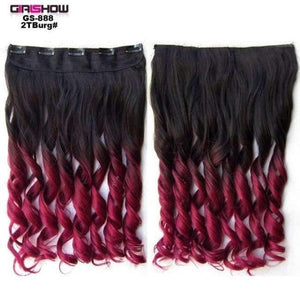 Planet Gates GS888 2TBurg / 24inches 24" 5 Clips In on Synthetic Hair Extensions Wavy Lady wig HairTwo Tone Ombre Hairpiece GS888 130g/pc