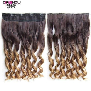 Planet Gates GS888 4T27 / 24inches 24" 5 Clips In on Synthetic Hair Extensions Wavy Lady wig HairTwo Tone Ombre Hairpiece GS888 130g/pc